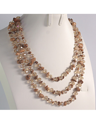 Naszyjnik potrójny brązowe kamienie z...