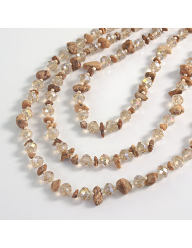 Naszyjnik potrójny brązowe kamienie z...