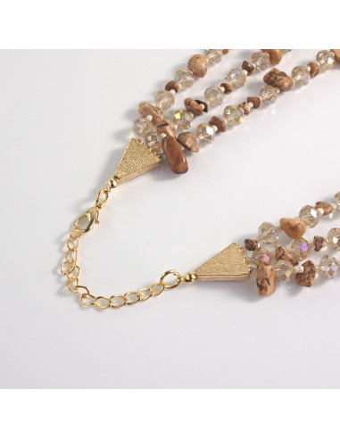 Naszyjnik potrójny brązowe kamienie z...