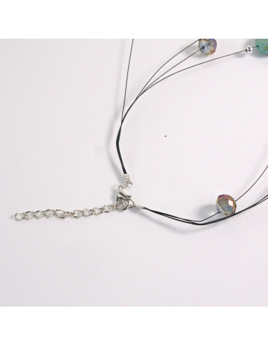 Naszyjnik na żyłce poczwórny kolorowe kamienie...