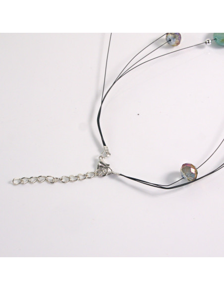 Naszyjnik na żyłce poczwórny kolorowe kamienie Lolita Akcesoria