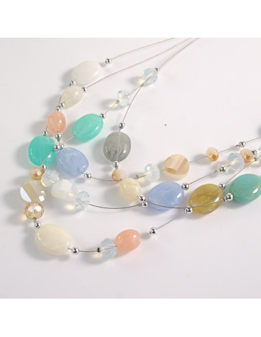 Naszyjnik na żyłce poczwórny wielokolorowe...