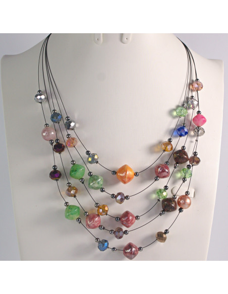 Naszyjnik na żyłce  wielokolorowe koraliki Lolita Akcesoria