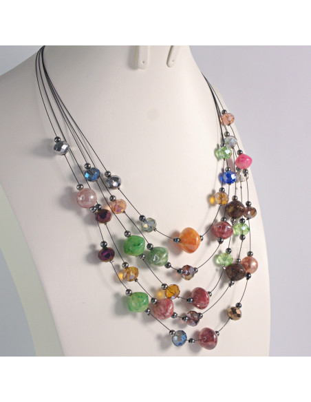 Naszyjnik na żyłce  wielokolorowe koraliki Lolita Akcesoria
