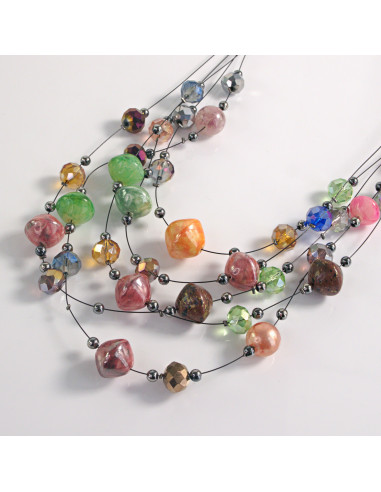 Naszyjnik na żyłce  wielokolorowe koraliki...