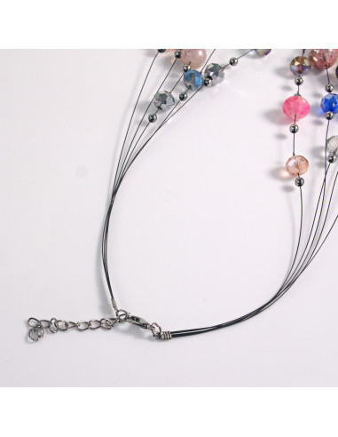 Naszyjnik na żyłce  wielokolorowe koraliki...