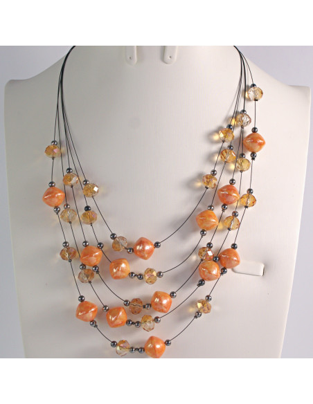 Naszyjnik na żyłce pomarańczowe koraliki Lolita Akcesoria