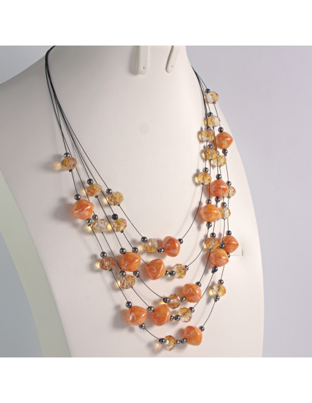Naszyjnik na żyłce pomarańczowe koraliki Lolita Akcesoria