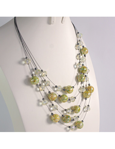 Naszyjnik na żyłce zielone koraliki Lolita...