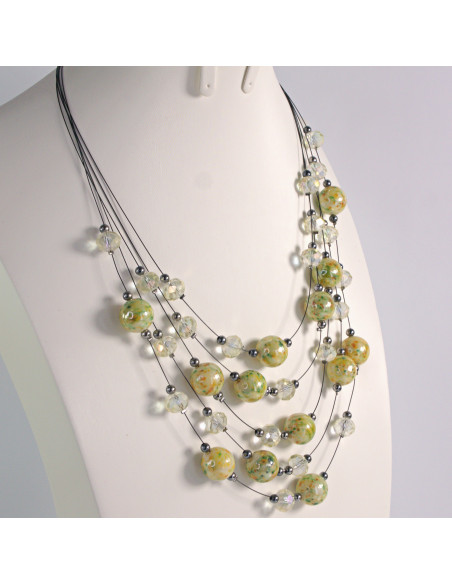 Naszyjnik na żyłce zielone koraliki Lolita Akcesoria