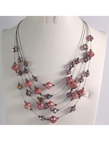 Naszyjnik na żyłce czerwone koraliki Lolita Akcesoria