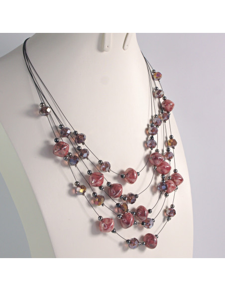 Naszyjnik na żyłce czerwone koraliki Lolita Akcesoria