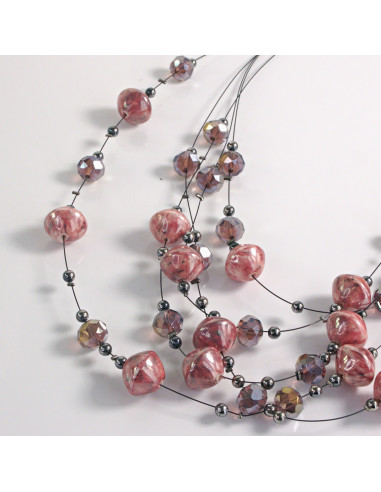 Naszyjnik na żyłce czerwone koraliki Lolita...