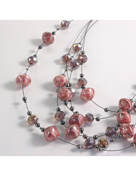 Naszyjnik na żyłce czerwone koraliki Lolita Akcesoria