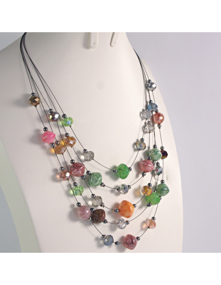 Naszyjnik na żyłce wielokolorowe koraliki Lolita Akcesoria