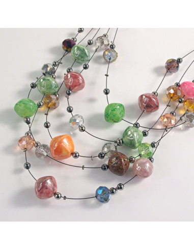 Naszyjnik na żyłce wielokolorowe koraliki...