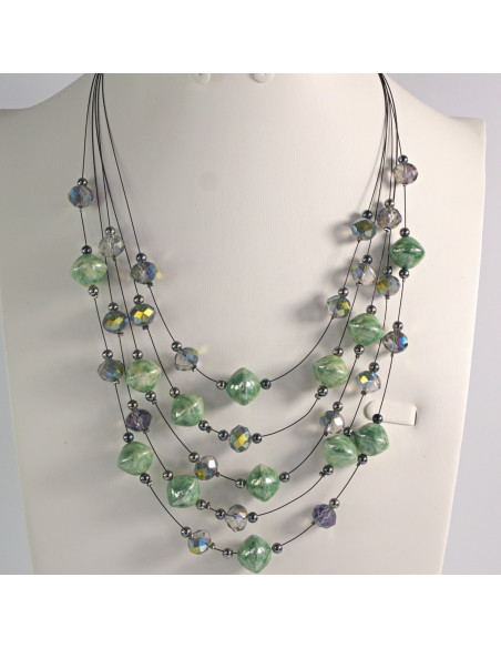 Naszyjnik na żyłce zielone koraliki Lolita Akcesoria