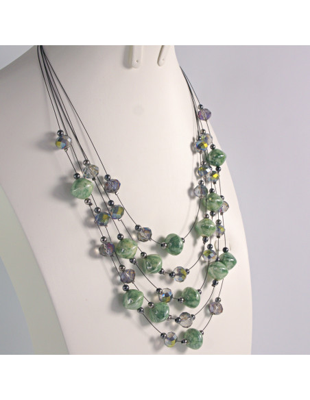 Naszyjnik na żyłce zielone koraliki Lolita Akcesoria