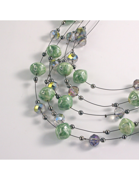 Naszyjnik na żyłce zielone koraliki Lolita Akcesoria