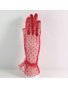 Rękawiczki eleganckie koronkowe krótkie CZERWONE Lolita... 2