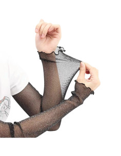 Rękawiczki eleganckie koronkowe długie CZARNE...