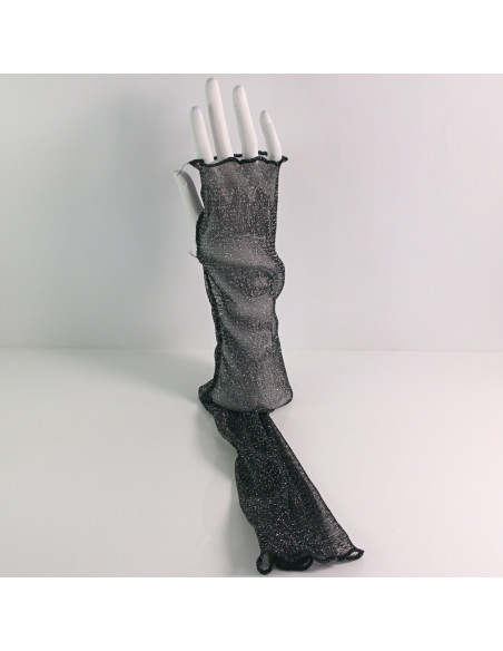 Rękawiczki eleganckie koronkowe długie CZARNE BEZPALCZASTE Lolita Akcesoria