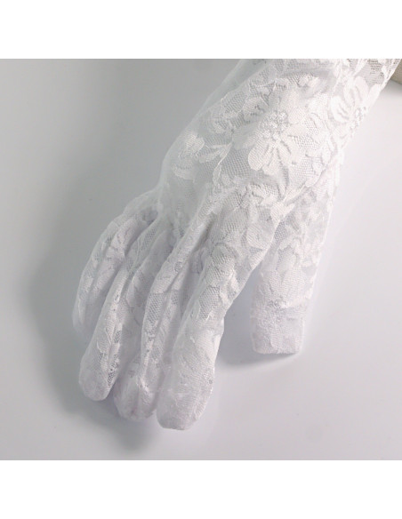 Rękawiczki eleganckie koronkowe krótkie BIAŁE Lolita Akcesoria