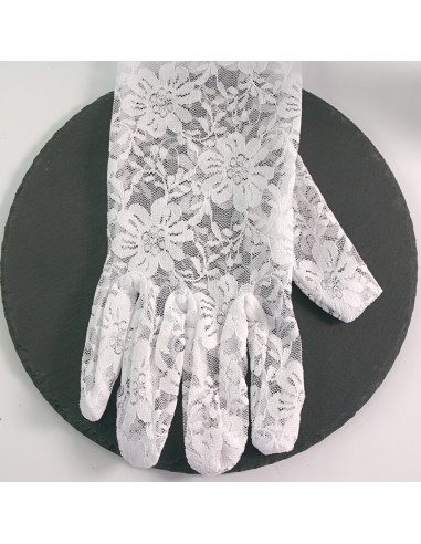 Rękawiczki eleganckie koronkowe krótkie BIAŁE...