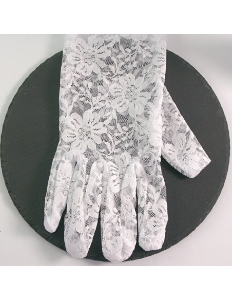 Rękawiczki eleganckie koronkowe krótkie BIAŁE Lolita Akcesoria
