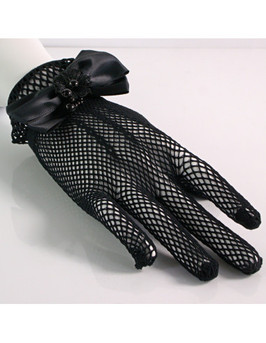 Rękawiczki eleganckie kabaretki krótkie CZARNE...