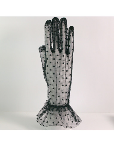 Rękawiczki eleganckie koronkowe krótkie CZARNE...