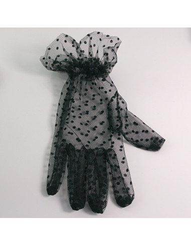 Rękawiczki eleganckie koronkowe krótkie CZARNE...