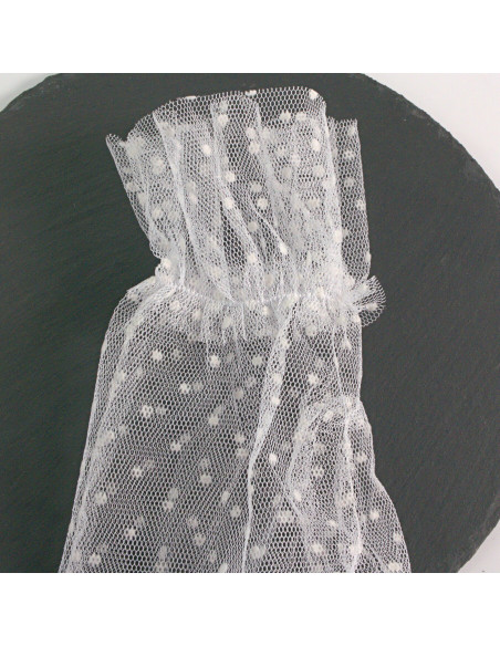 Rękawiczki eleganckie koronkowe krótkie BIAŁE W KROPKI Lolita Akcesoria