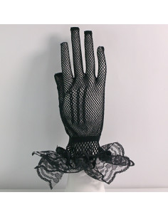 Rękawiczki eleganckie kabaretki krótkie CZARNE Lolita...