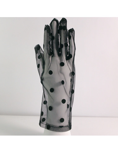 Rękawiczki eleganckie koronkowe krótkie CZARNE...