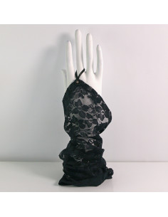 Rękawiczki eleganckie koronkowe długie CZARNE NA PALEC...