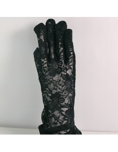 Rękawiczki eleganckie koronkowe długie CZARNE Lolita...