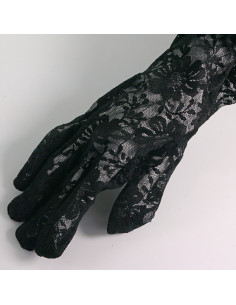 Rękawiczki eleganckie koronkowe długie CZARNE Lolita... 2