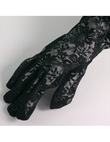 Rękawiczki eleganckie koronkowe długie CZARNE...
