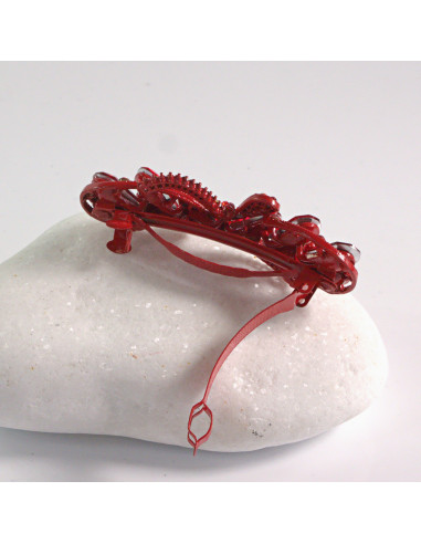 Klamra francuska KOKARDA CZERWONE KRYSZTAŁKI...