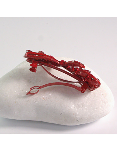 Klamra francuska KOKARDA CZERWONE KRYSZTAŁKI...