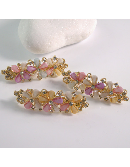 Klamra francuska 3 kwiatki kryształki KOLOR MIX 1 szt. Lolita Akcesoria
