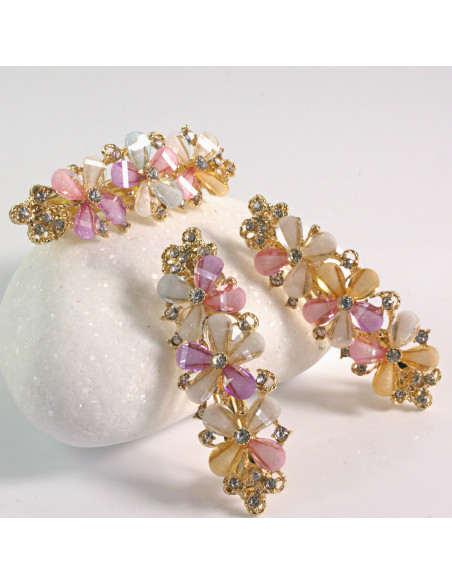 Klamra francuska 3 kwiatki kryształki KOLOR MIX 1 szt. Lolita Akcesoria