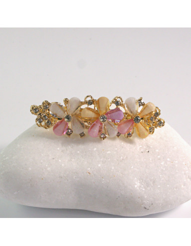 Klamra francuska 3 kwiatki kryształki KOLOR MIX...