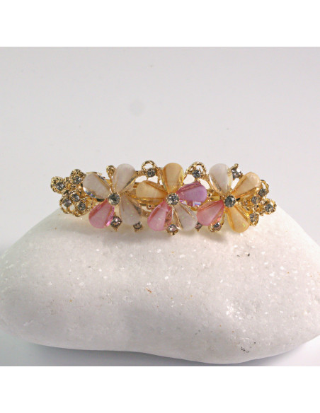 Klamra francuska 3 kwiatki kryształki KOLOR MIX 1 szt. Lolita Akcesoria