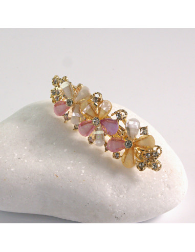 Klamra francuska 3 kwiatki kryształki KOLOR MIX...