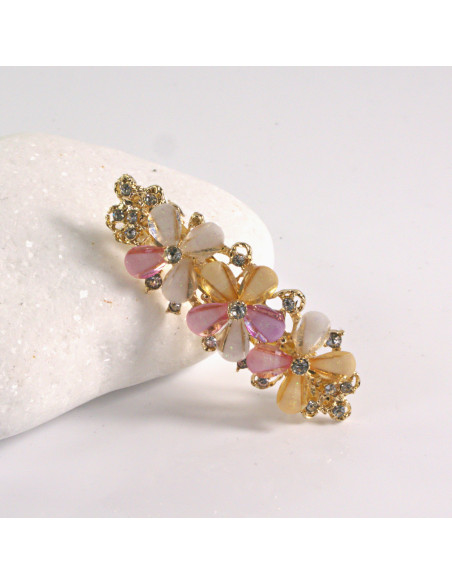 Klamra francuska 3 kwiatki kryształki KOLOR MIX 1 szt. Lolita Akcesoria