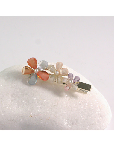 Spinka do włosów 3 KWIATKI Z PERŁĄ KOLOROWY MIX...