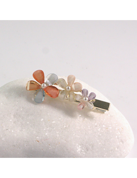 Spinka do włosów 3 KWIATKI Z PERŁĄ KOLOROWY MIX Lolita Akcesoria