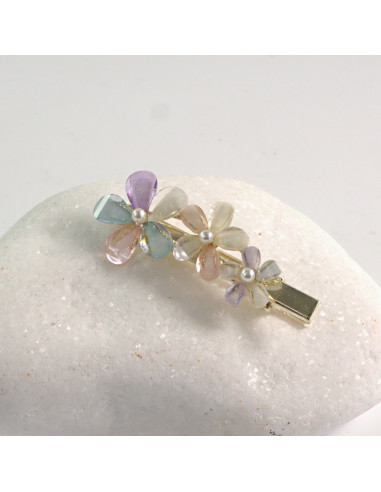 Spinka do włosów 3 KWIATKI Z PERŁĄ KOLOROWY MIX...